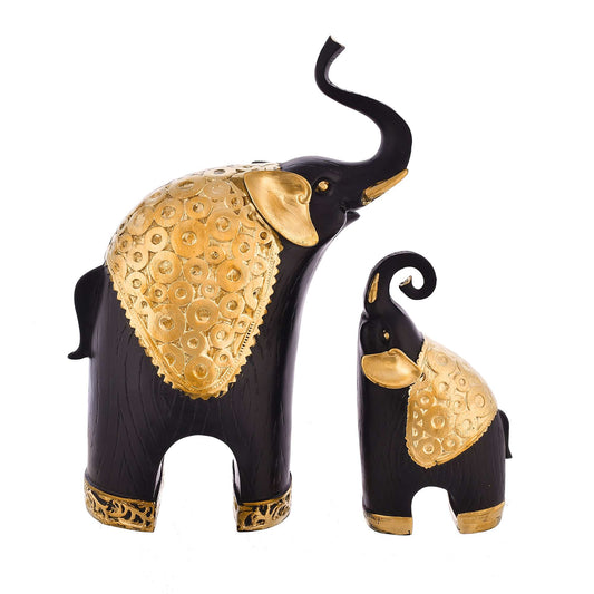 Swastik Trend Point Elephant Pair Showpiece Figurine for Home Decor Living Room Decor Gifting Diwali Gifts for Family and Friends Corporate Client(Multicolor)