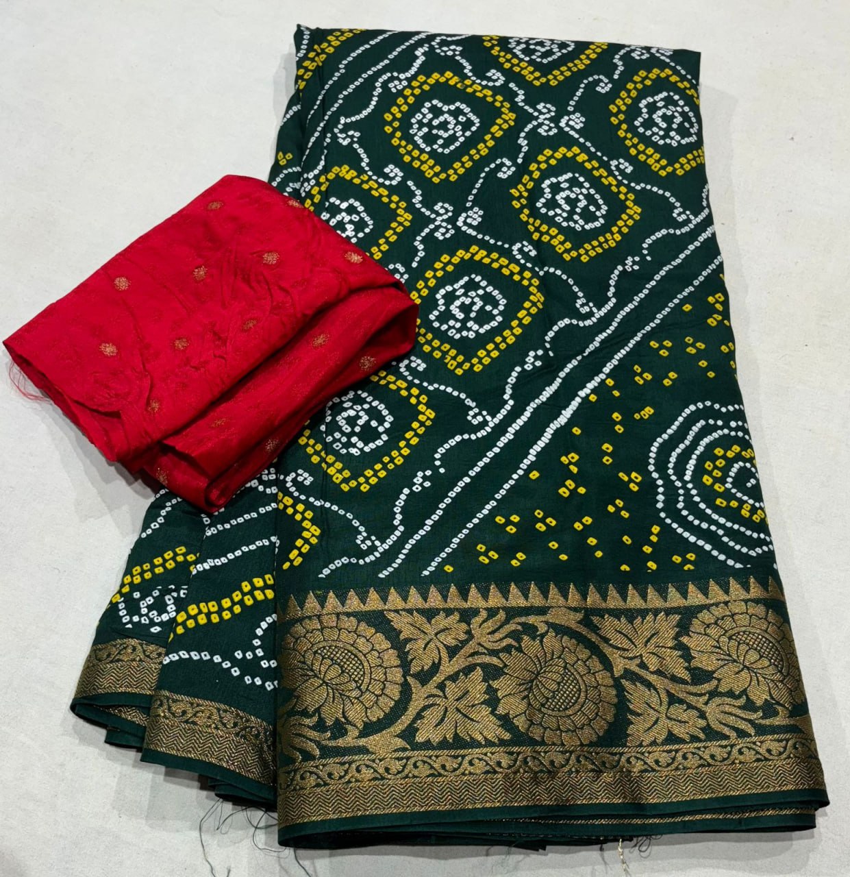 Jaipuri print with ression chit pallu saree (5 colors) (RIN152 NSD52) SWASTIK CREATIONS The Trend Point