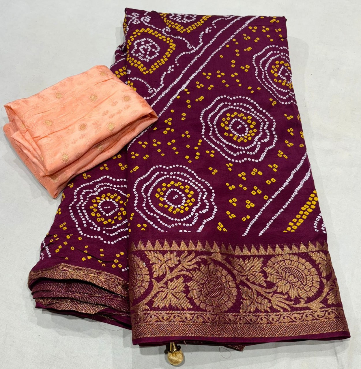 Jaipuri print with ression chit pallu saree (5 colors) (RIN152 NSD52) SWASTIK CREATIONS The Trend Point