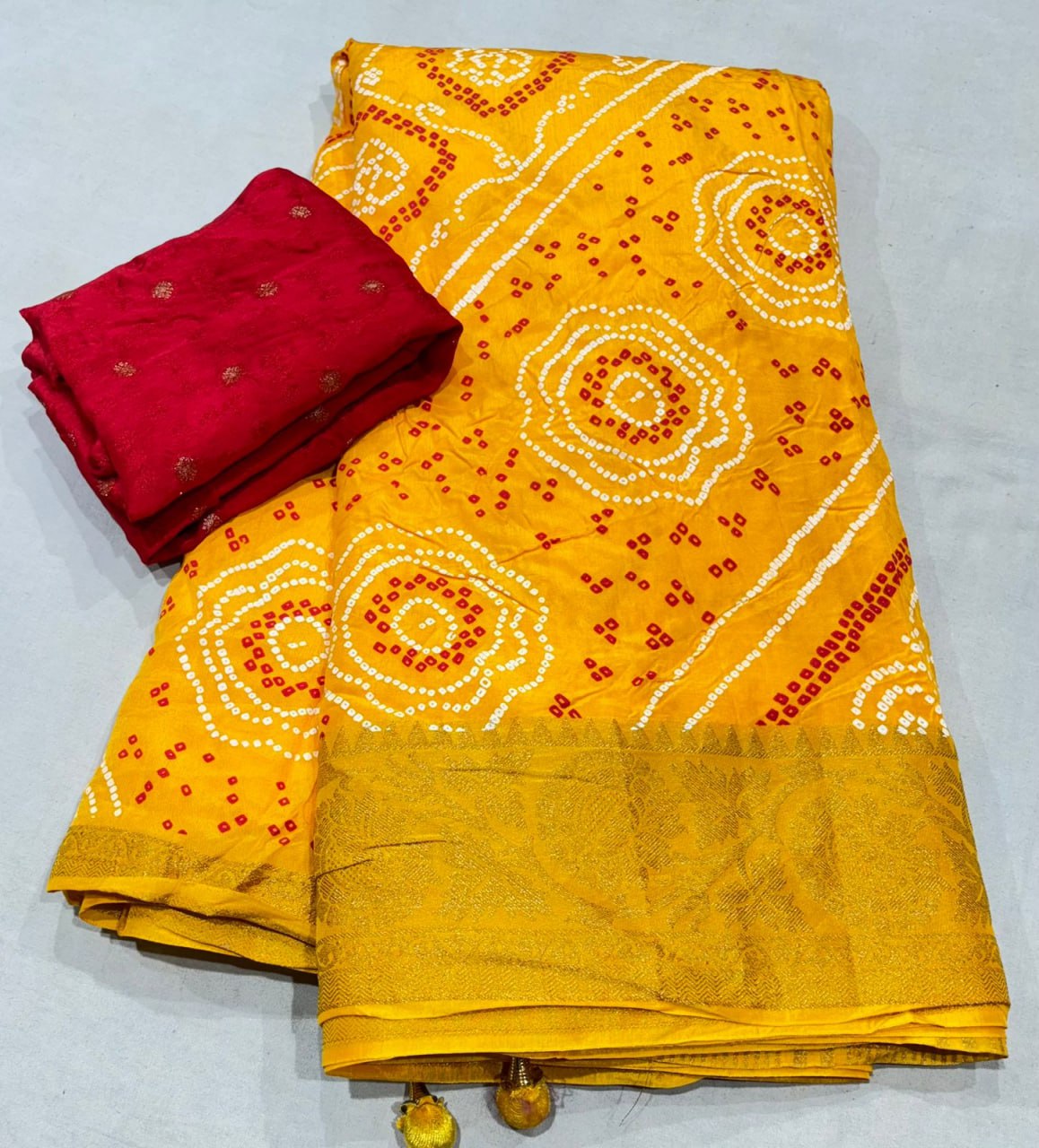 Jaipuri print with ression chit pallu saree (5 colors) (RIN152 NSD52) SWASTIK CREATIONS The Trend Point