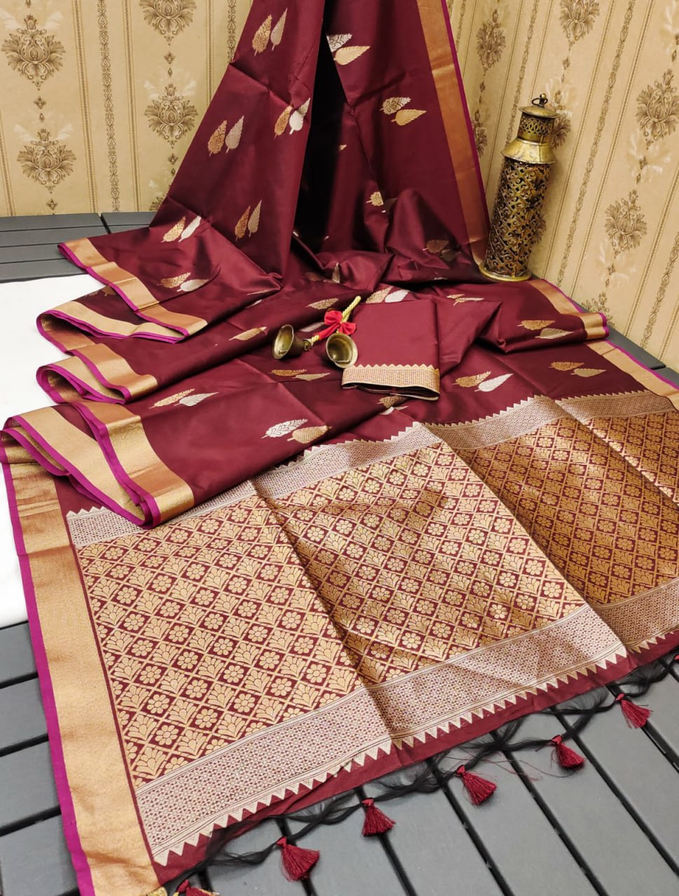 Mysore silk saree with silver and gold zari work (5 colors) (KESH171 RIS03) SWASTIK CREATIONS The Trend Point