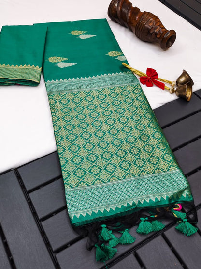 Mysore silk saree with silver and gold zari work (5 colors) (KESH171 RIS03)