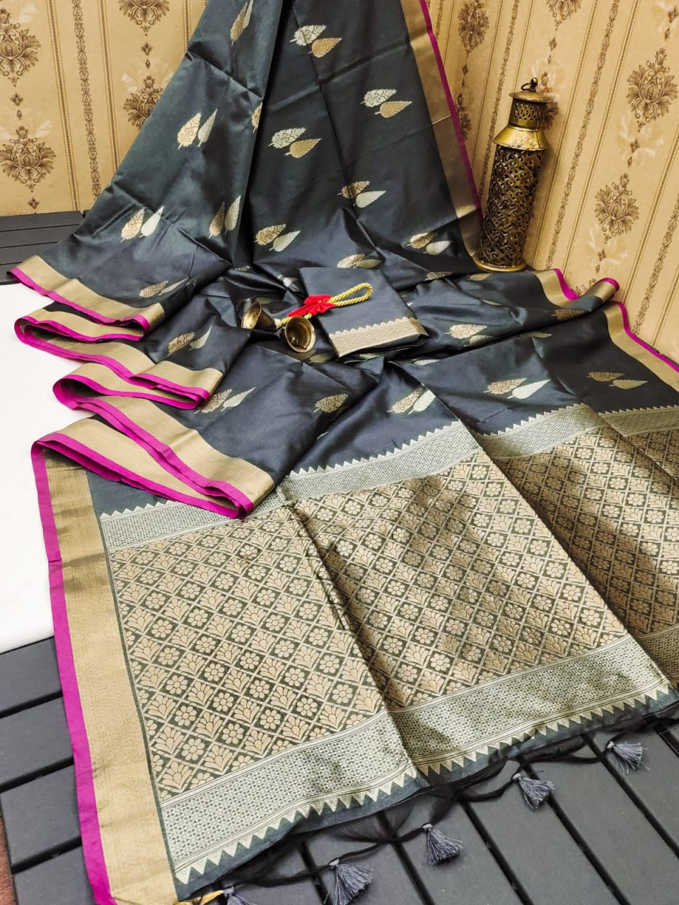 Mysore silk saree with silver and gold zari work (5 colors) (KESH171 RIS03) SWASTIK CREATIONS The Trend Point