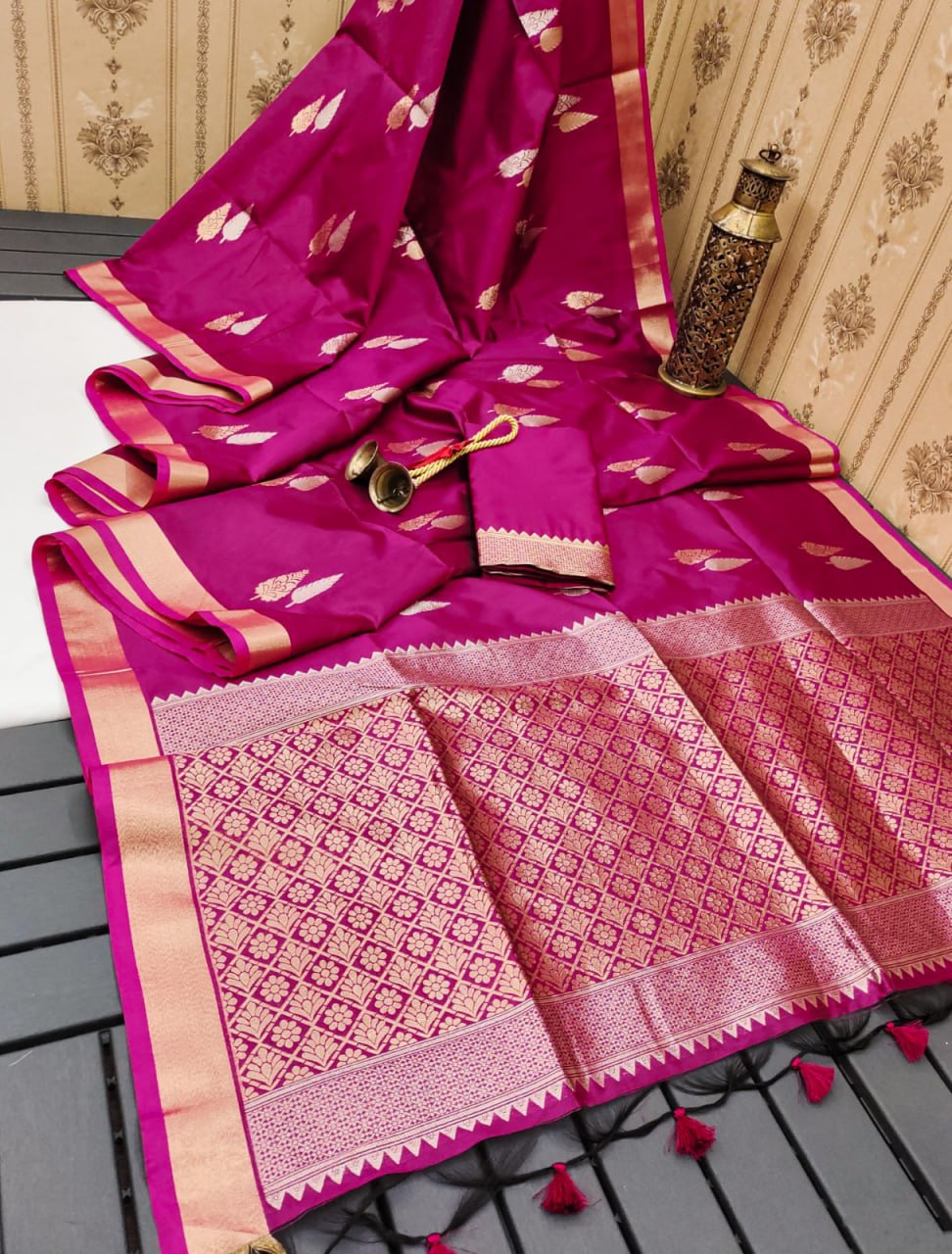 Mysore silk saree with silver and gold zari work (5 colors) (KESH171 RIS03)