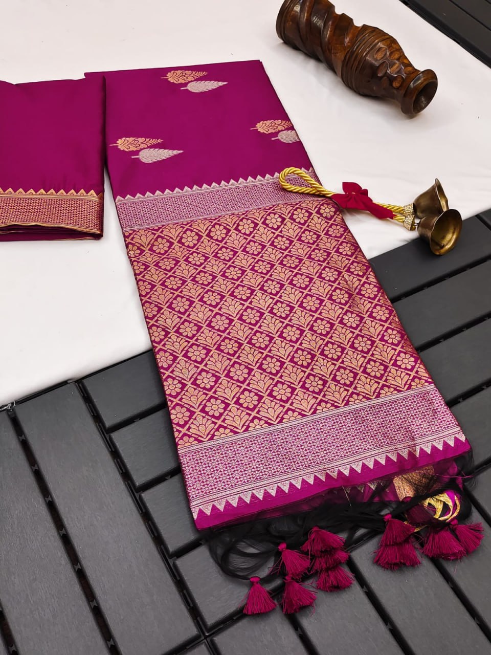 Mysore silk saree with silver and gold zari work (5 colors) (KESH171 RIS03) SWASTIK CREATIONS The Trend Point