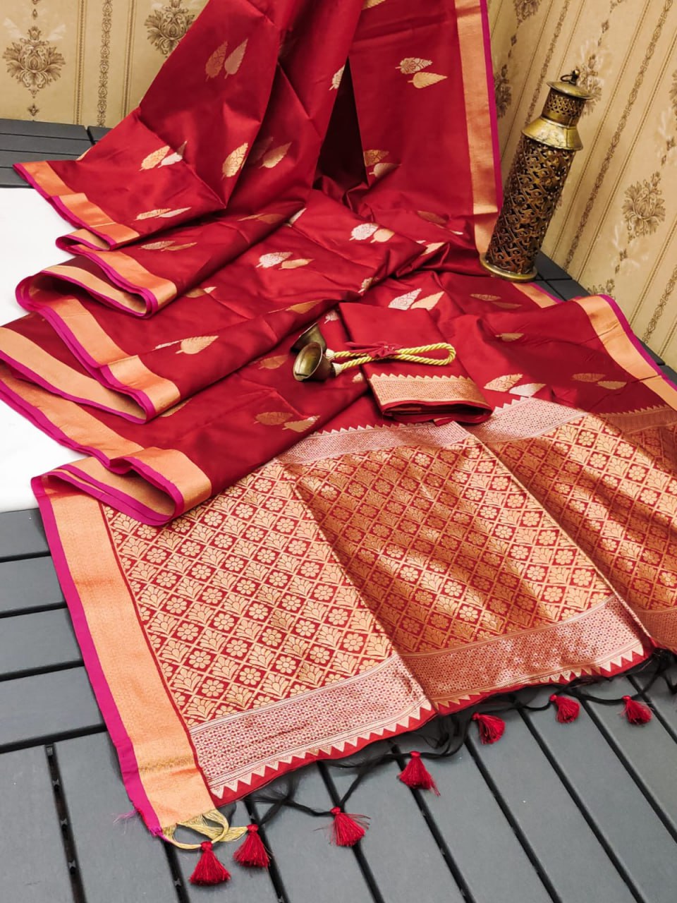 Mysore silk saree with silver and gold zari work (5 colors) (KESH171 RIS03) SWASTIK CREATIONS The Trend Point