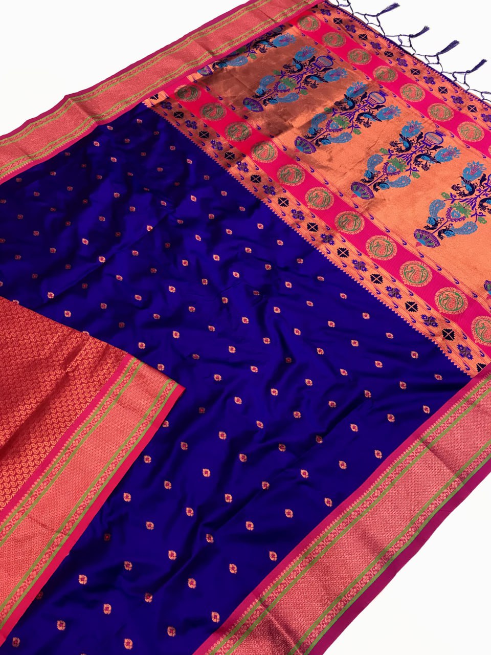 Kanchivaram Paithani Silk Mina Zari Border Saree (9 colors) (KESH182 Rumion) SWASTIK CREATIONS The Trend Point