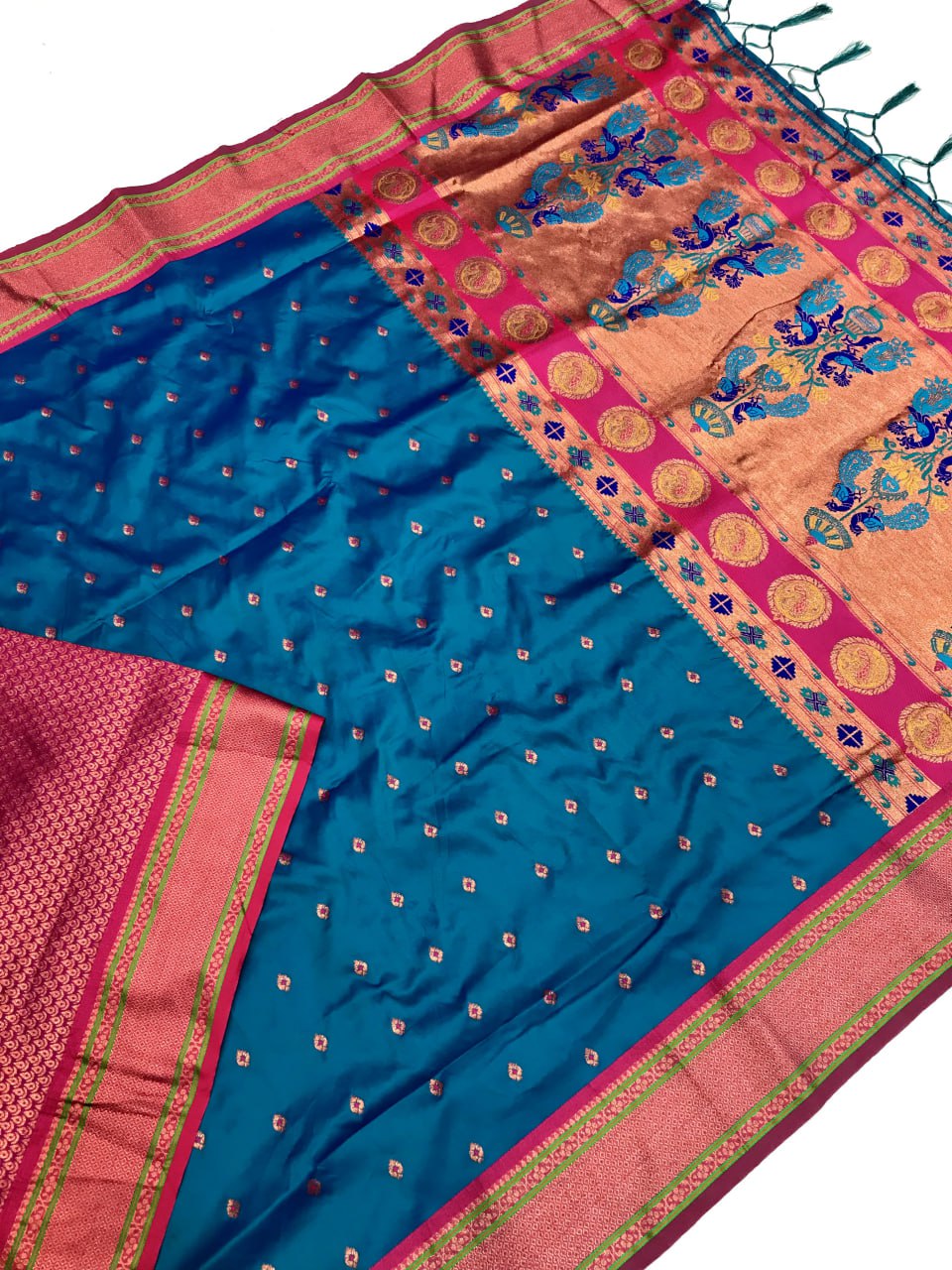 Kanchivaram Paithani Silk Mina Zari Border Saree (9 colors) (KESH182 Rumion) SWASTIK CREATIONS The Trend Point