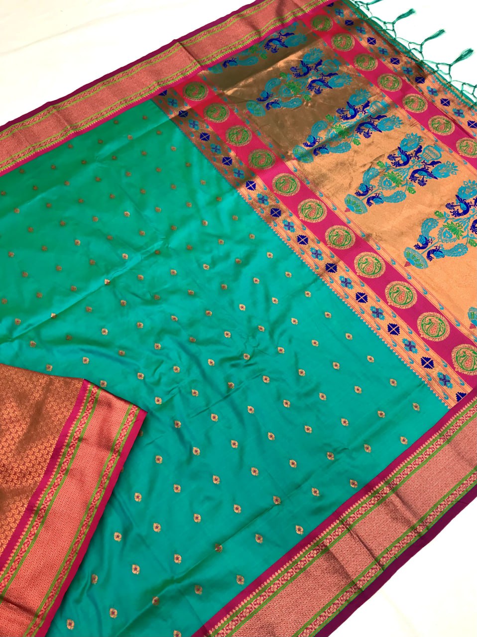 Kanchivaram Paithani Silk Mina Zari Border Saree (9 colors) (KESH182 Rumion) SWASTIK CREATIONS The Trend Point