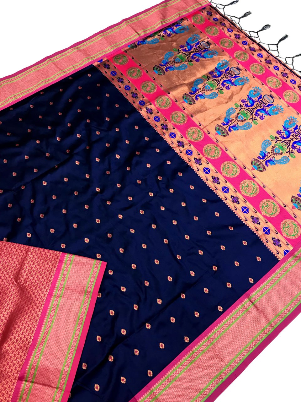 Kanchivaram Paithani Silk Mina Zari Border Saree (9 colors) (KESH182 Rumion) SWASTIK CREATIONS The Trend Point