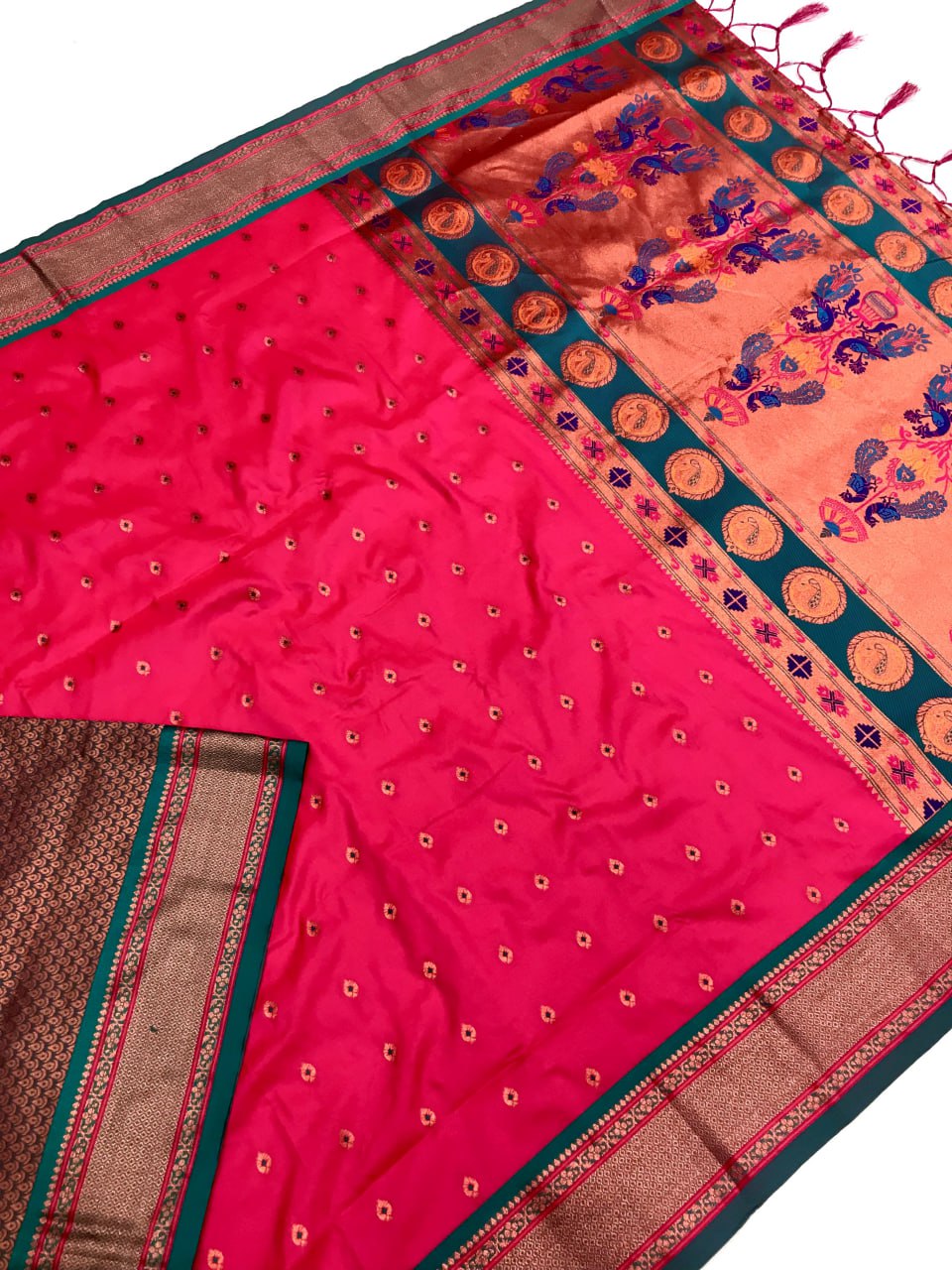 Kanchivaram Paithani Silk Mina Zari Border Saree (9 colors) (KESH182 Rumion) SWASTIK CREATIONS The Trend Point