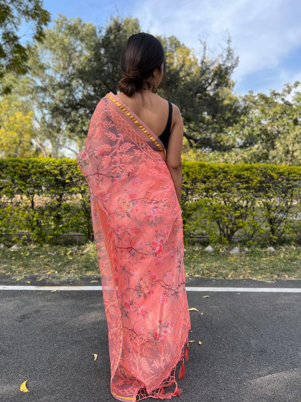 Organza silk saree with floral digital print (KESH106 Falguni) SWASTIK CREATIONS The Trend Point