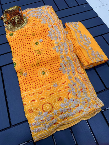 Ghatchola with unique bandhani print saree (4 designs) (KESH142 GHATCHOLA)