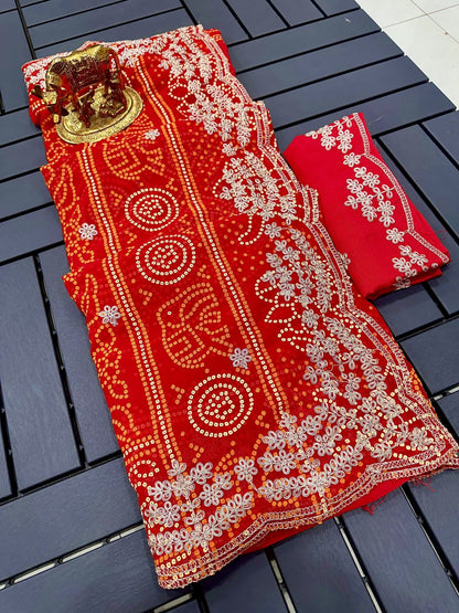 Ghatchola with unique bandhani print saree (4 designs) (KESH142 GHATCHOLA)