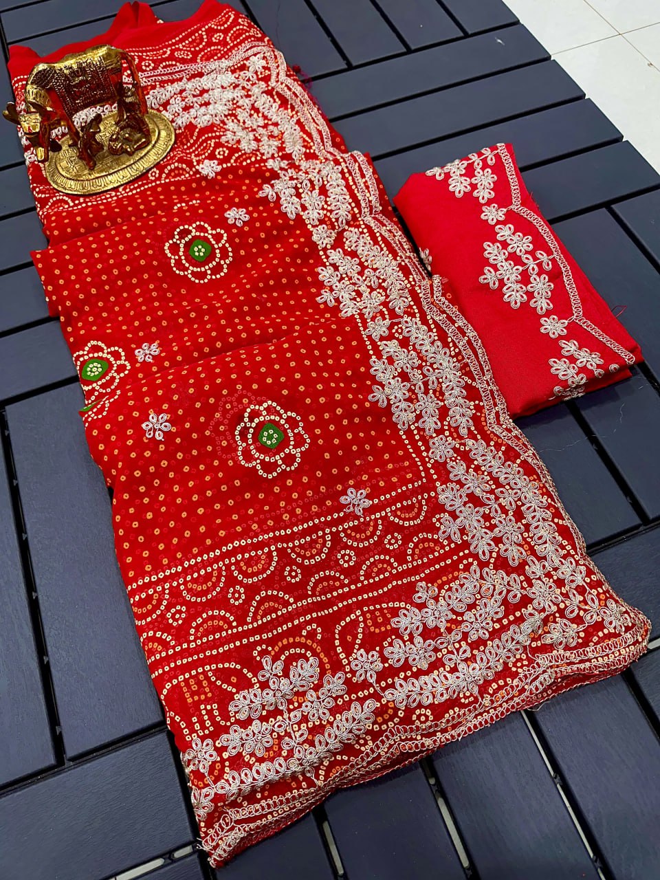 Ghatchola with unique bandhani print saree (4 designs) (KESH142 GHATCHOLA)