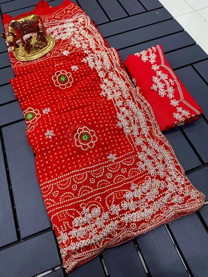 Ghatchola with unique bandhani print saree (4 designs) (KESH142 GHATCHOLA)