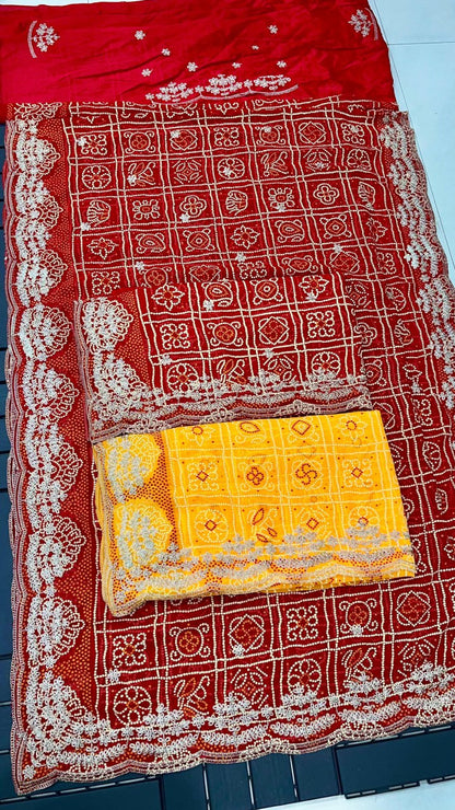 Ghatchola with unique bandhani print saree (4 designs) (KESH142 GHATCHOLA)