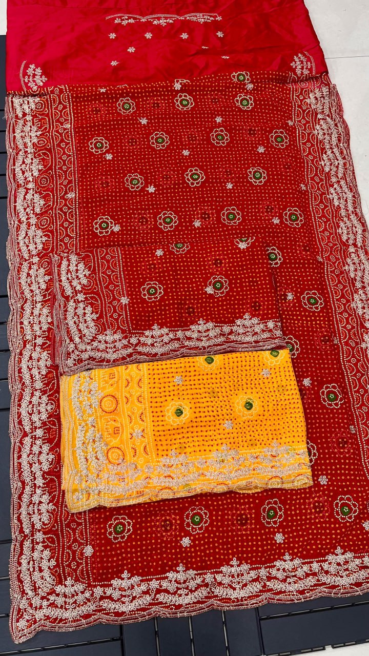 Ghatchola with unique bandhani print saree (4 designs) (KESH142 GHATCHOLA)