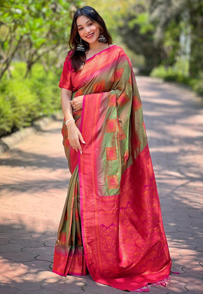 Soft silk zari weaven saree (6 colors) (RIN116 3286)