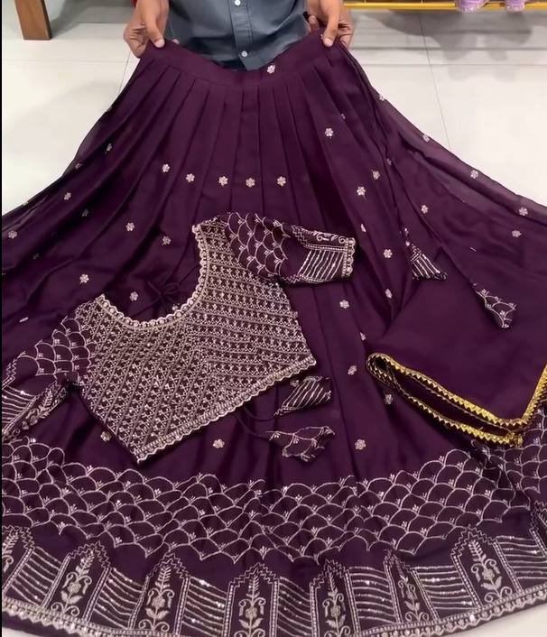 Heavy star georgette with sequence and zari work lehenga (2 colors) (RIN102 RCBA13) SWASTIK CREATIONS The Trend Point