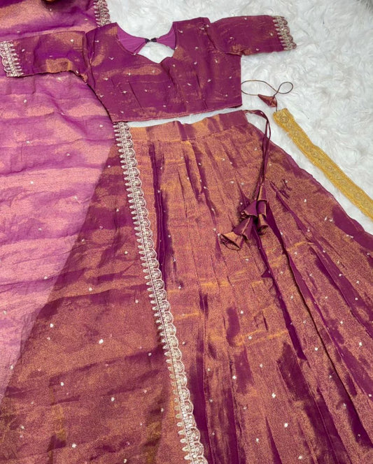 Pure Dual Tone Tissue Silk Lehenga (RIN197 RRF04)