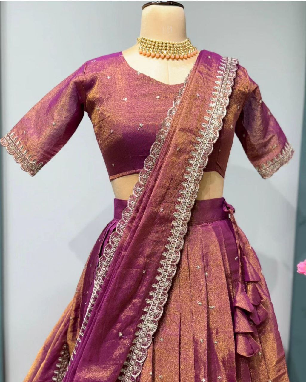 Pure Dual Tone Tissue Silk Lehenga (RIN197 RRF04)