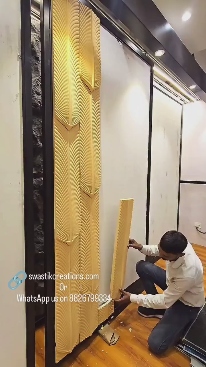 Load video: PU 3D Feather Panel (Size 8*36inch) (1 panel Covers Approx. 1.9 Sq Ft) - 5 colors Option