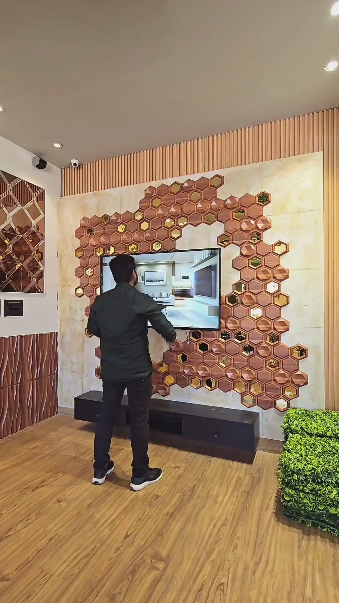 Load video: #13 Hexa 3D PVC Panel Emerald (Mirror) - 3 colors option - (Size 50*50cm)