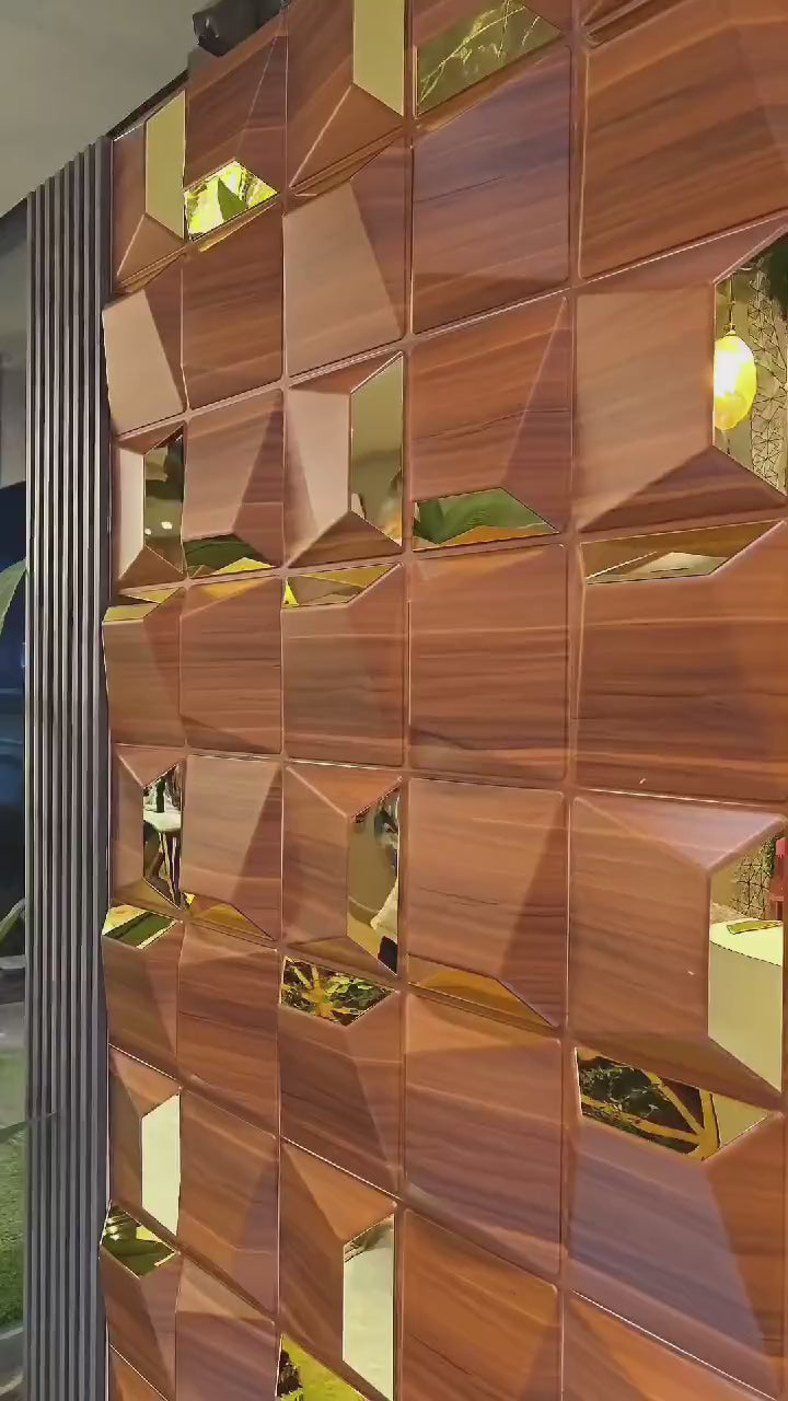 #04 Mosaic 3D PVC Mirror Panel - 5 colors option - (Size 50*50cm)