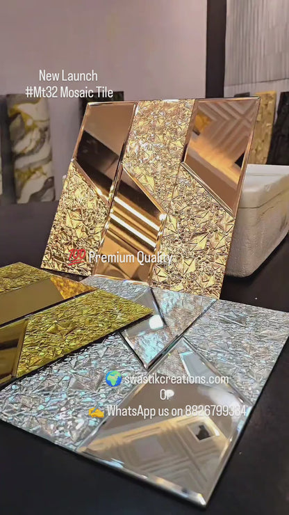 #MT32 Copper Exclusive Mirror Glass Mosaic Tile Rose Gold (min 22 pcs)