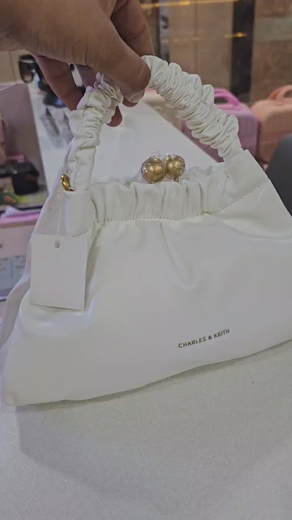 Charles and Keith Model - Eve Ruched - Handle Trapeze Premium Quality Bag