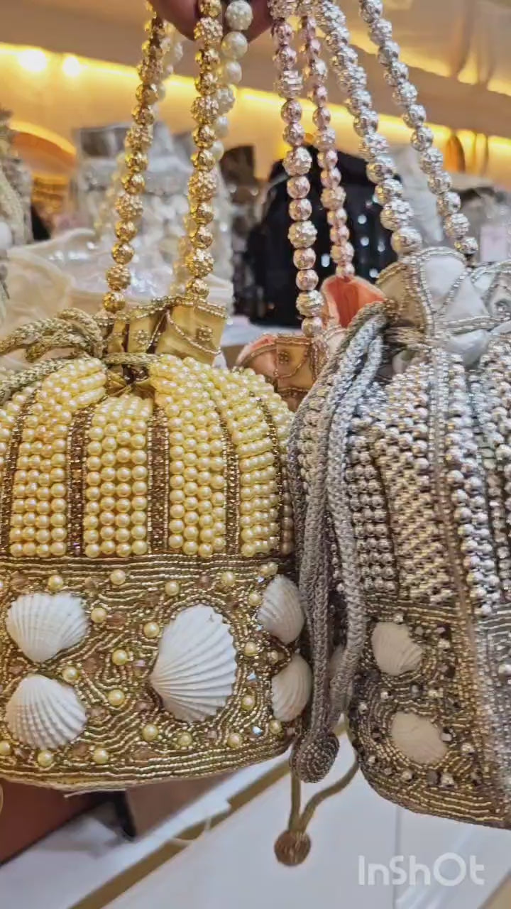 Ethnic Collection Premium Quality Potli Bag with Shell Work
