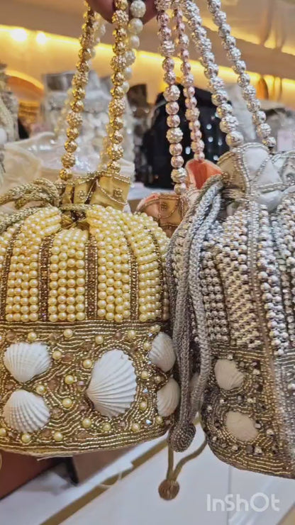 Ethnic Collection Premium Quality Potli Bag with Shell Work