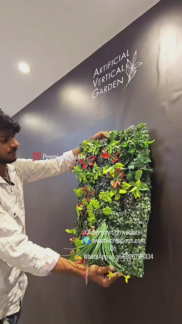 Load video: CR-G Artificial Grass Vertical Garden Sheet (Min 10pcs) (Size 16 x 24 Inches)