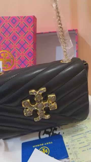 Tory Burch Kira Chevron Embellished Premium Quality Stone Bag