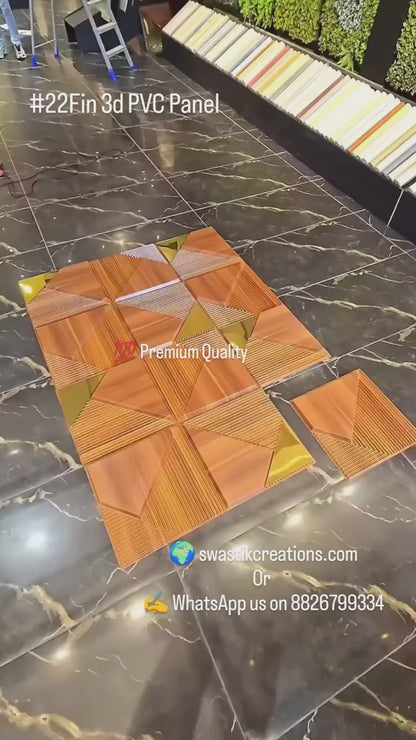 #22 Fin W1 - 3D PVC Brown Panel (Mirror) - (Size 50*50cm) (1 piece covers approx 2.5sqft)