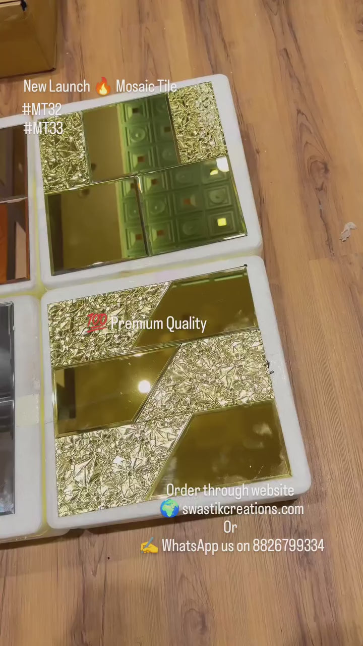 Load video: #MT33 SILVER Exclusive Mirror Glass Mosaic Tile Silver (Min 22 pcs)