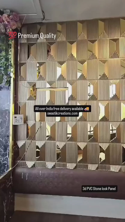 #14 Stone - 3D PVC Panel Stone (Mirror) - 5 colors option - (Size 50*50cm)