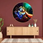 CH-RKR14 Whispers of Love: Radha Krishna Painting with Frame Sparkle Glossy Round Golden Framed Large Painting Office, Living Room, Bedroom, Home Decoration SWASTIK CREATIONS The Trend Point