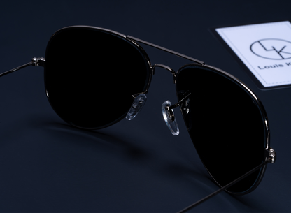 Black Armstoner Aviator Sunglasses (SUN-LK-3026-BLK1SIL-M) - SWASTIK CREATIONS The Trend Point