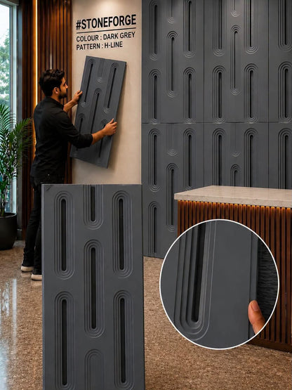 #StoneForge 109 Mirror - PU Panels Fluted Cutout Design- 40mm thickness - Size 2x4ft - 5 color options - Min 8Pcs