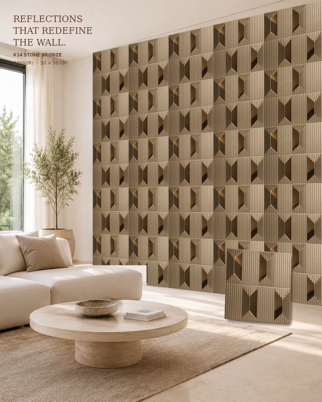 #14 Stone - 3D PVC Panel Stone (Mirror) - 5 colors option - (Size 50*50cm) - Min 10Pcs