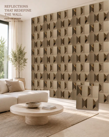 #14 Stone - 3D PVC Panel Stone (Mirror) - 5 colors option - (Size 50*50cm) - Min 10Pcs