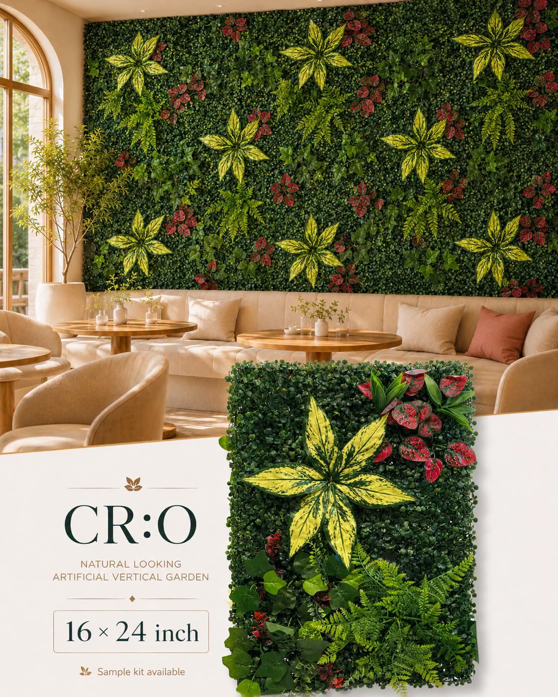 CR-O Artificial Grass Vertical Garden Sheet (Min 10pcs) (Size 16 x 24 Inches)