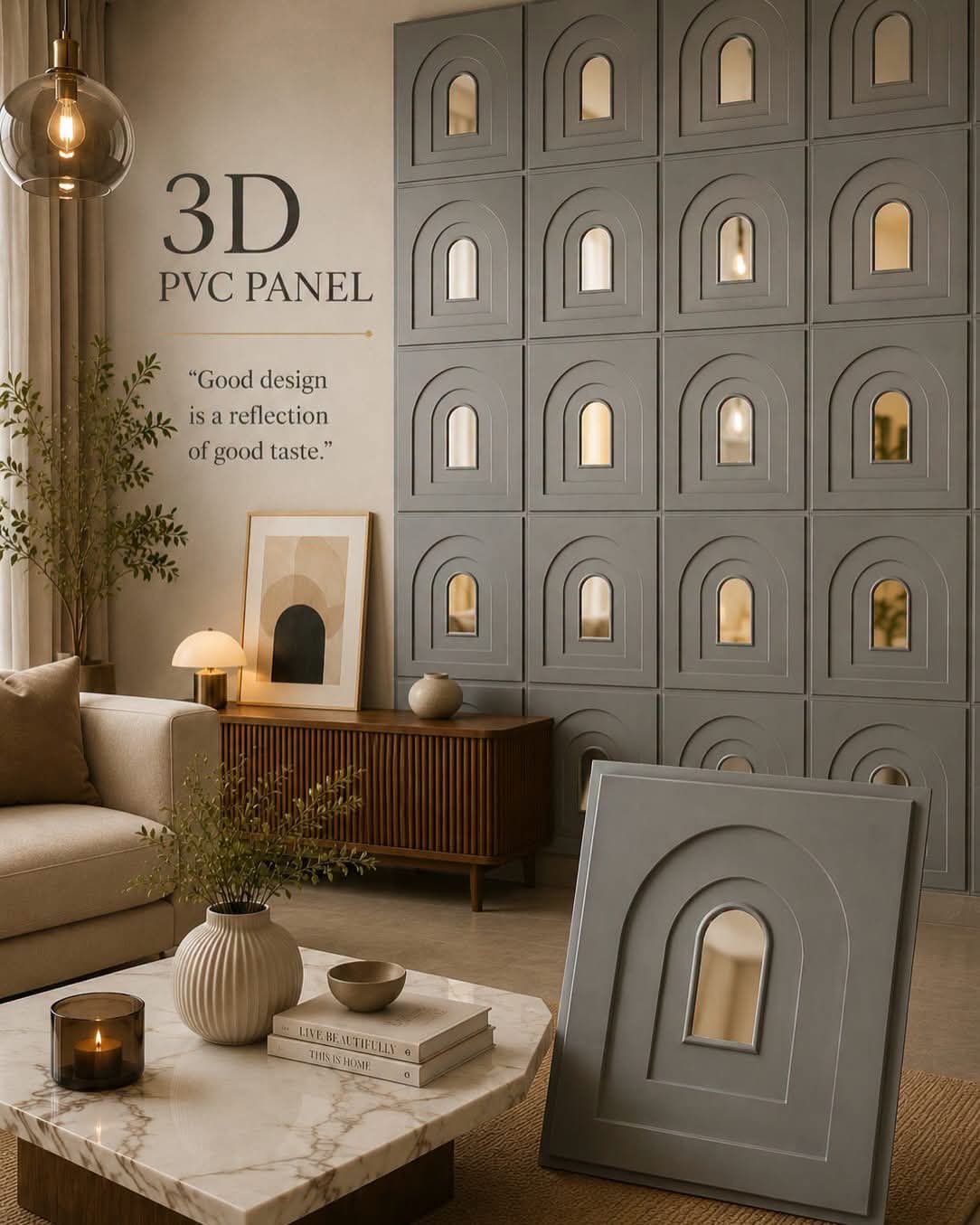 #21 Arch - Arch 3D PVC Mirror Panel - 6 colors option - (Size 50*50cm) - Min 10Pcs