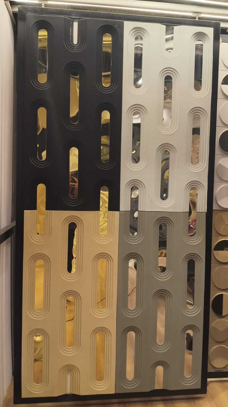 #StoneForge 109 Mirror - PU Panels Fluted Cutout Design- 40mm thickness - Size 2x4ft - 5 color options