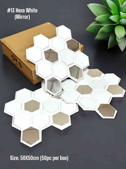 #13 Hexa 3D PVC Panel Emerald (Mirror) - 3 colors option - (Size 50*50cm)