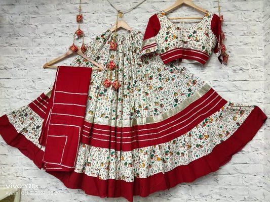 Pure cotton duppatta with four side border lehenga (KESH179 AHB07)