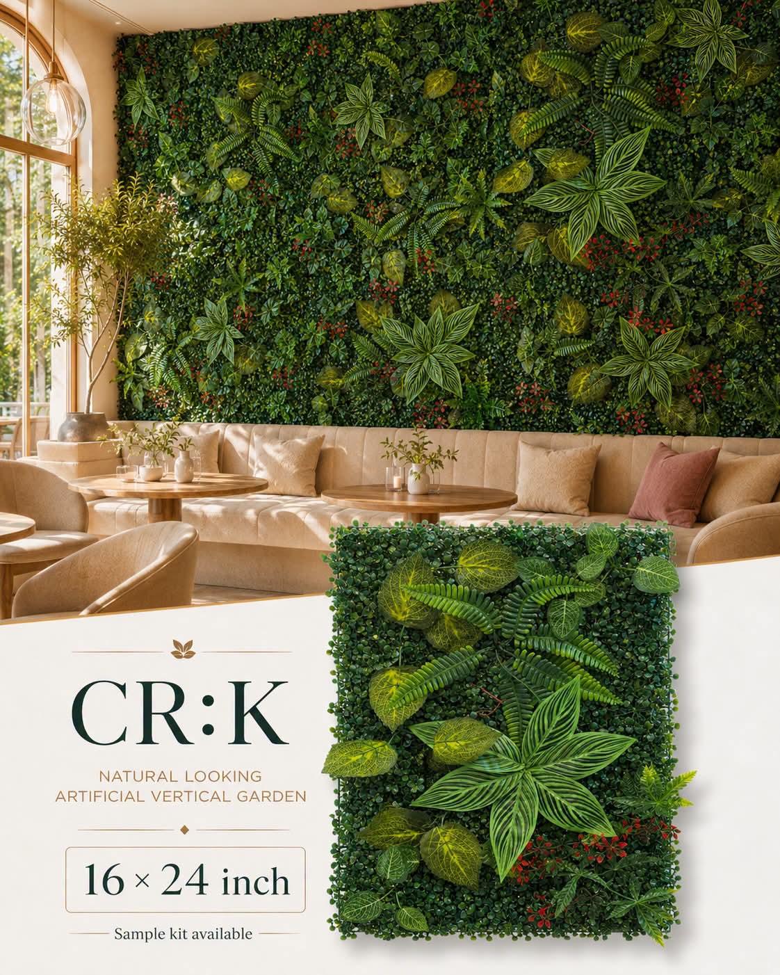 CR-K Artificial Grass Vertical Garden Sheet (Min 10pcs) (Size 16 x 24 Inches)
