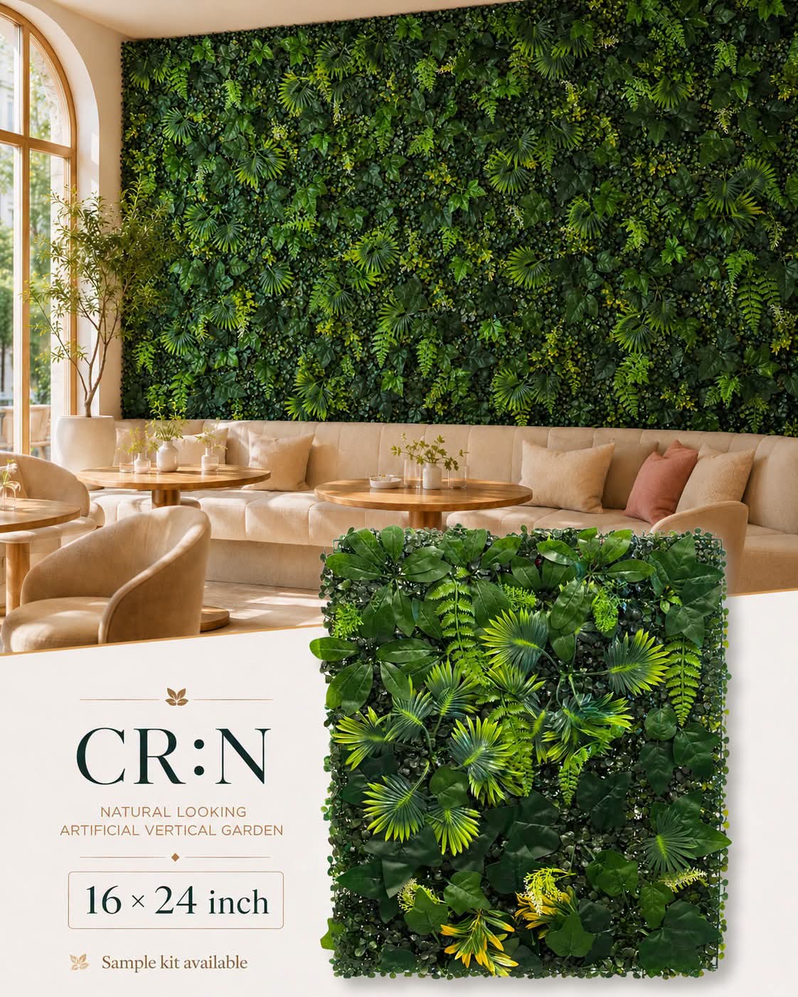 CR-N Artificial Grass Vertical Garden Sheet (Min 10pcs) (Size 16 x 24 Inches)